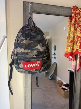 Levi's Camouflage Print Backpack with Red Logo